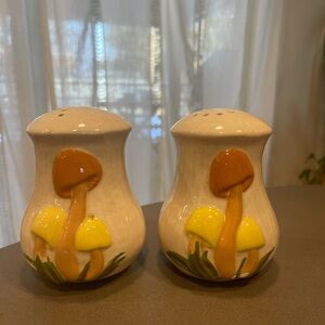 Vintage Boho, cottage, core mushroom salt, and pepper shakers set